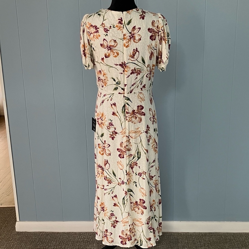 Lulu's XL Cream Floral Midi Dress With Slit-Pink & Brown Blossoms-Cottagecore - Picture 5 of 11